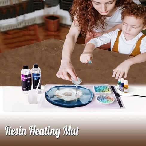 سوهابي بساط تسخين لقوالب الراتنج، الة معالجة الراتنج مع حصيرة سيليكون، مجموعة ادوات سريعة الجفاف لقوالب المجوهرات وقوالب الراتنج in Kuwait