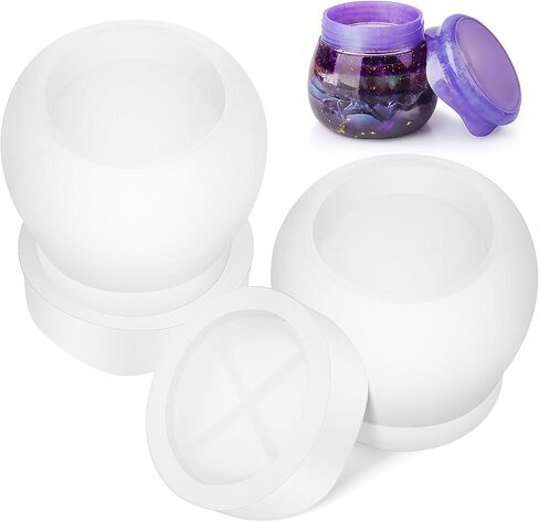 VILLCASE Pudding Jar Molds with Lid, Jar Silicone Molds Resin Pudding Tin Storage Box Molds for Storage Box, Candy Jewelry Organizer, Home Decor, Resin Epoxy Casting 2pcs in Saudi Arabia