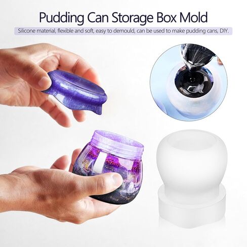 VILLCASE Pudding Jar Molds with Lid, Jar Silicone Molds Resin Pudding Tin Storage Box Molds for Storage Box, Candy Jewelry Organizer, Home Decor, Resin Epoxy Casting 2pcs in Saudi Arabia