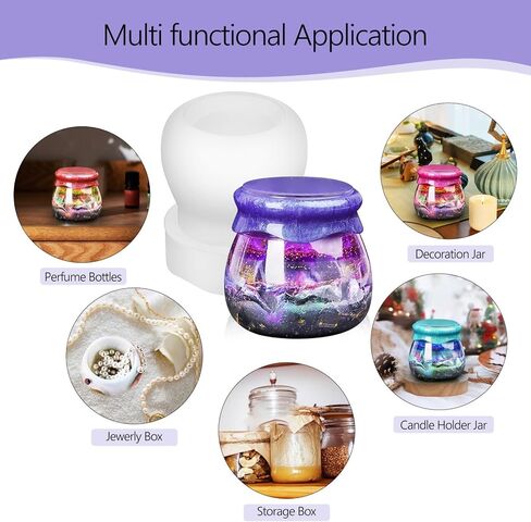 VILLCASE Pudding Jar Molds with Lid, Jar Silicone Molds Resin Pudding Tin Storage Box Molds for Storage Box, Candy Jewelry Organizer, Home Decor, Resin Epoxy Casting 2pcs in Saudi Arabia