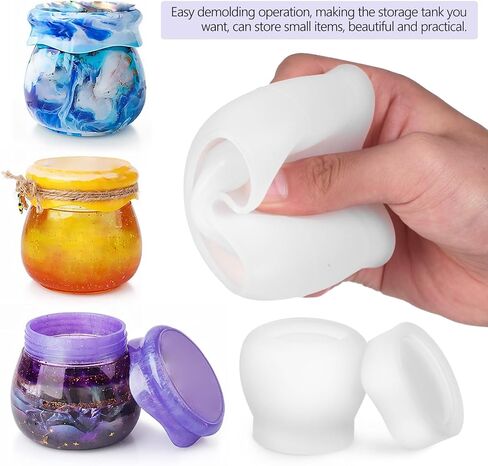 VILLCASE Pudding Jar Molds with Lid, Jar Silicone Molds Resin Pudding Tin Storage Box Molds for Storage Box, Candy Jewelry Organizer, Home Decor, Resin Epoxy Casting 2pcs in Saudi Arabia