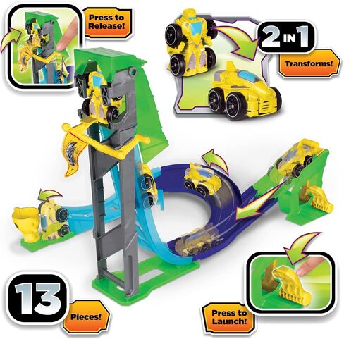 NKOK Supreme Machines: مسار قاذف عمودي عالي السرعة - Rocket Bot #42032، سيارة وروبوت متحول 2 في 1، سهل التجميع، مجموعة 13 قطعة، للأعمار من 3 سنوات فما فوق in Saudi Arabia