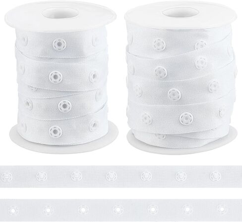 OLYCRAFT 2 Rolls 10 Yards/Roll Black Snap Button Tape Polyester Snap Button Trim Sewing Snap Fastener Tape Snap Ribbon Fasteners for DIY Clothing Sewing Accessories in Saudi Arabia
