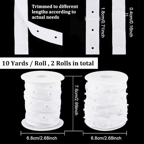 OLYCRAFT 2 Rolls 10 Yards/Roll Black Snap Button Tape Polyester Snap Button Trim Sewing Snap Fastener Tape Snap Ribbon Fasteners for DIY Clothing Sewing Accessories in Saudi Arabia