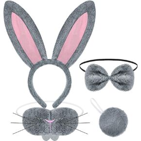Animal Costume Set Bunny Ears Nose Tail and Bow Tie Bunny Accessories for Kids Easter Cosplay Birthday Performance in Saudi Arabia