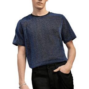 Verdusa Men's Glitter T Shirt Short Sleeve Round Neck Party Tee Top