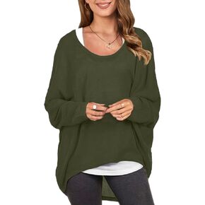 ZANZEA Women's Off-Shoulder Batwing Sleeve Blouse Casual Loose Oversized Baggy T-Shirt Sweater Pullover Top