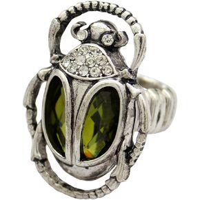 Q&Q Fashion Vintage Egyptian Cleopatra khepri Scarab Beetle Green Rhinestone Stretch Finger Ring in Kuwait