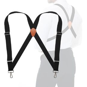 JTCMOJS Mens Trucker Side Clip Suspenders Heavy Duty X Back 1.4" Wide Brace Gift in Kuwait