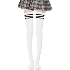 DOOVID Over the Knee Socks for Women Knit Striped Tube Socks Thigh High Socks Athletic Socks in Kuwait
