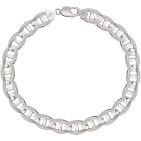 Savlano 925 Sterling Silver Italian Solid Mariner Link Chain Bracelet for Men & Women - Made in Italy Comes With a Gift Box in Kuwait