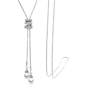 Z-Jeris Women's Crystal Flower Jewelry Tassel Pendant Long Chain Necklace