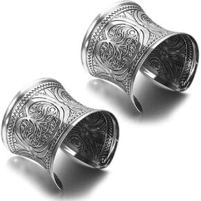 SONNYX 2 PCS Cuff Bracelets for Women Vintage Ethnic Wide Open Chunky Gold Sliver Wrist Cuff Warp Bracelets for Cosplay or Belly Dance
