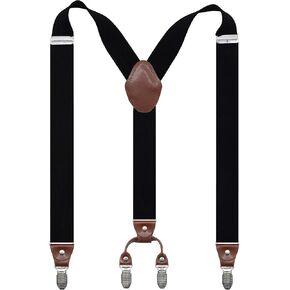 Doloise Mens Suspender Y Back Style with 4 Quality Controlled Clips 1.4 Inch Wide Braces & Heavy Duty