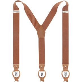 Bioterti Leather Clip And Button Suspenders For Men, Y-Back Style For Formal Outfits in Saudi Arabia