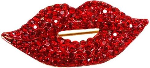 Red Lips Rhinestone Brooch Pin Women Red Lips Full Rhinestone Brooch Pin Creative Sexy Crystal Shining Mouth Brooch Party Wedding Jewelry Accessories Gift in Saudi Arabia