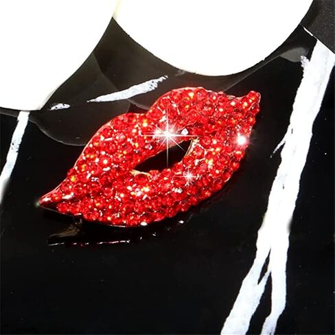 Red Lips Rhinestone Brooch Pin Women Red Lips Full Rhinestone Brooch Pin Creative Sexy Crystal Shining Mouth Brooch Party Wedding Jewelry Accessories Gift in Saudi Arabia