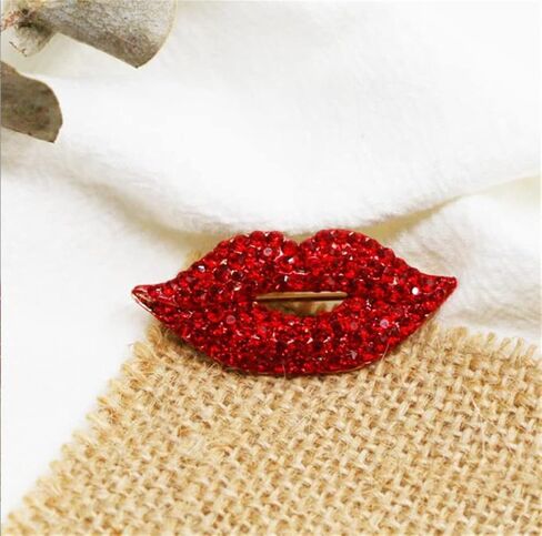 Red Lips Rhinestone Brooch Pin Women Red Lips Full Rhinestone Brooch Pin Creative Sexy Crystal Shining Mouth Brooch Party Wedding Jewelry Accessories Gift in Saudi Arabia