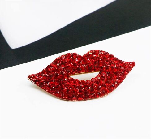 Red Lips Rhinestone Brooch Pin Women Red Lips Full Rhinestone Brooch Pin Creative Sexy Crystal Shining Mouth Brooch Party Wedding Jewelry Accessories Gift in Saudi Arabia