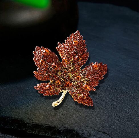 Rhinestone Red Color Maple Brooch Beautiful Wedding Pin Lapel Pin Clothing Hat Bag Accessories Jewelry Gift for Women And Men in Saudi Arabia
