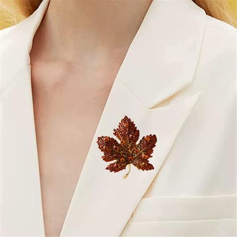 Rhinestone Red Color Maple Brooch Beautiful Wedding Pin Lapel Pin Clothing Hat Bag Accessories Jewelry Gift for Women And Men in Saudi Arabia