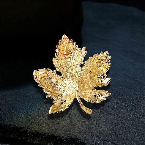 Rhinestone Red Color Maple Brooch Beautiful Wedding Pin Lapel Pin Clothing Hat Bag Accessories Jewelry Gift for Women And Men in Saudi Arabia