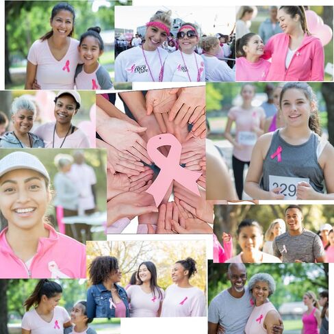 AILAIKE 65PCS Breast Cancer Awareness,Flag, Pins, Hand Flags, Wristbands,Pink Ribbon Awareness Day Kit in Saudi Arabia