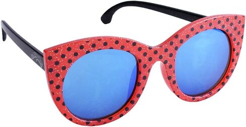 شخصيات Sun-Staches Miraculous Ladybug Lil، نظارات شمسية للأطفال، إكسسوار أزياء، عدسات UV400، مقاس واحد يناسب معظم الأطفال، إطارات سوداء مع قناع الخنفساء الأحمر in Kuwait