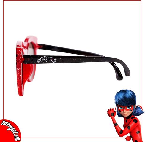 شخصيات Sun-Staches Miraculous Ladybug Lil، نظارات شمسية للأطفال، إكسسوار أزياء، عدسات UV400، مقاس واحد يناسب معظم الأطفال، إطارات سوداء مع قناع الخنفساء الأحمر in Kuwait