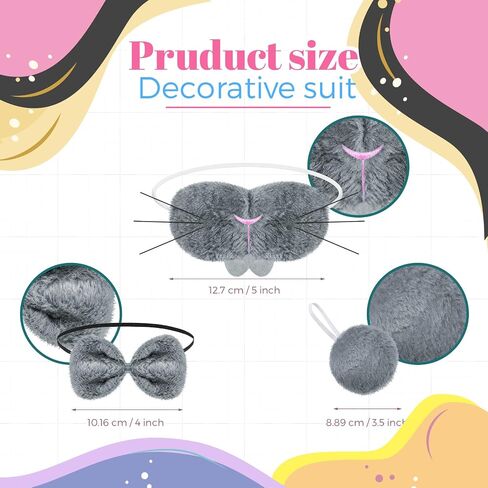 Animal Costume Set Bunny Ears Nose Tail and Bow Tie Bunny Accessories for Kids Easter Cosplay Birthday Performance in Kuwait