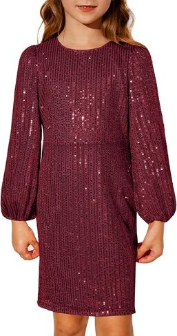 GRACE KARIN Girls Sparkly Sequin Dress Long Sleeve Bodycon Fancy Party Dress 5-12Y in Kuwait