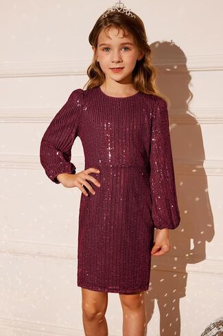 GRACE KARIN Girls Sparkly Sequin Dress Long Sleeve Bodycon Fancy Party Dress 5-12Y in Kuwait