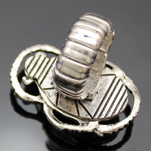 Q&Q Fashion Vintage Egyptian Cleopatra khepri Scarab Beetle Green Rhinestone Stretch Finger Ring in Kuwait