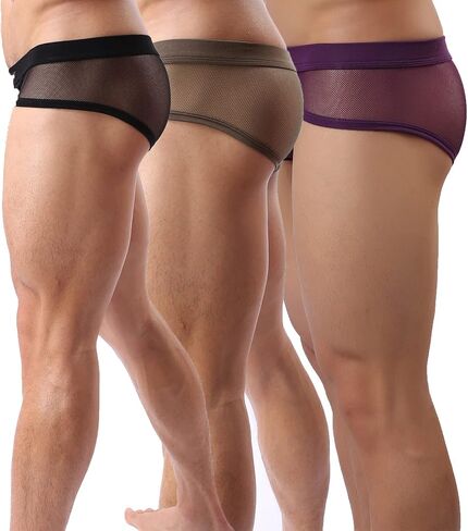Mens Sexy Micro Mesh Briefs Soft Breathable Underwear Cool Men's Briefs Pack in Kuwait