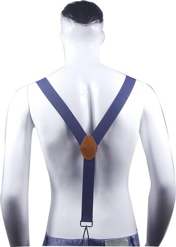 Cedrainy Suspenders for Men 3 Swivel Hooks 1.4 Inch Wide Adjustable Elastic Braces with Heavy Duty Belt Loops in Kuwait