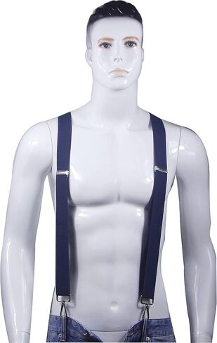 Cedrainy Suspenders for Men 3 Swivel Hooks 1.4 Inch Wide Adjustable Elastic Braces with Heavy Duty Belt Loops in Kuwait