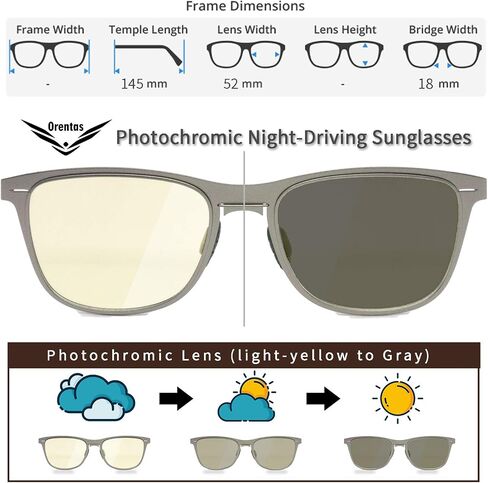 【Orentas】Women and Men, Ultra-Thin Metal Blue-light Block with Night Driving Photochromic Sun and Sunglasses (2 Packs) Alfa in Saudi Arabia