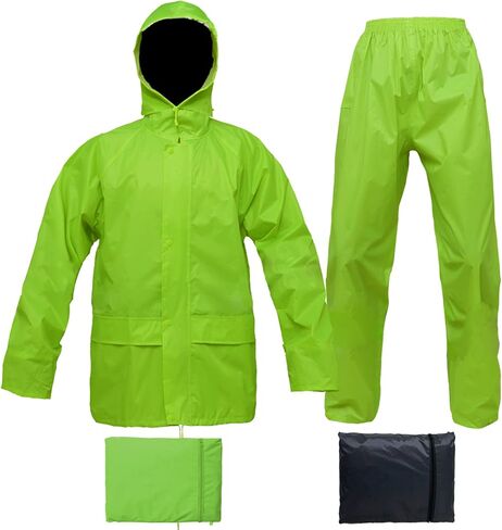 RainRider Rain Suits Safety Rain Jacket with Pants High Visibility Reflective Rain Gear in Kuwait