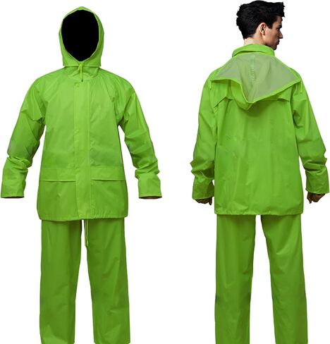 RainRider Rain Suits Safety Rain Jacket with Pants High Visibility Reflective Rain Gear in Kuwait
