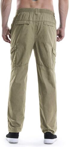 بنطال كارجو بخصر مطاطي للرجال، كاجوال فضفاض وخفيف الوزن، ملابس عمل سهلة الارتداء in Kuwait