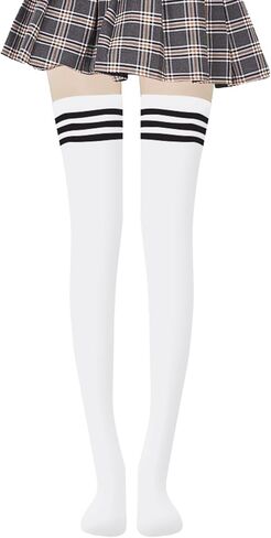 DOOVID Over the Knee Socks for Women Knit Striped Tube Socks Thigh High Socks Athletic Socks in Kuwait