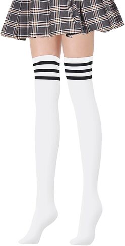 DOOVID Over the Knee Socks for Women Knit Striped Tube Socks Thigh High Socks Athletic Socks in Kuwait