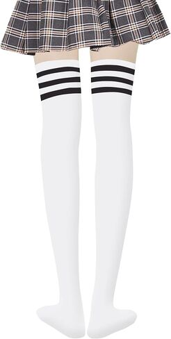 DOOVID Over the Knee Socks for Women Knit Striped Tube Socks Thigh High Socks Athletic Socks in Kuwait