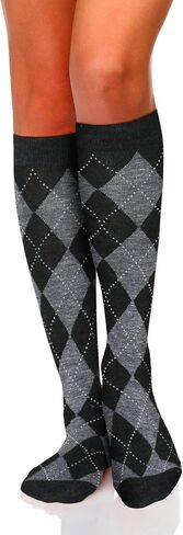 Suluia النساء الملونة قوس قزح مخطط جوارب طويلة إلى الركب Argyle الفخذ العليا جوارب طويلة أنبوب كأس العالم عيد الميلاد الجوارب هدايا in Kuwait