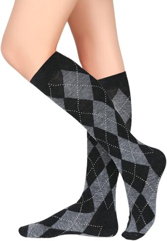 Suluia النساء الملونة قوس قزح مخطط جوارب طويلة إلى الركب Argyle الفخذ العليا جوارب طويلة أنبوب كأس العالم عيد الميلاد الجوارب هدايا in Kuwait