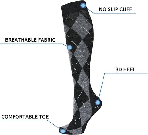 Suluia النساء الملونة قوس قزح مخطط جوارب طويلة إلى الركب Argyle الفخذ العليا جوارب طويلة أنبوب كأس العالم عيد الميلاد الجوارب هدايا in Kuwait