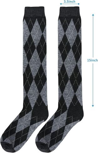 Suluia النساء الملونة قوس قزح مخطط جوارب طويلة إلى الركب Argyle الفخذ العليا جوارب طويلة أنبوب كأس العالم عيد الميلاد الجوارب هدايا in Kuwait