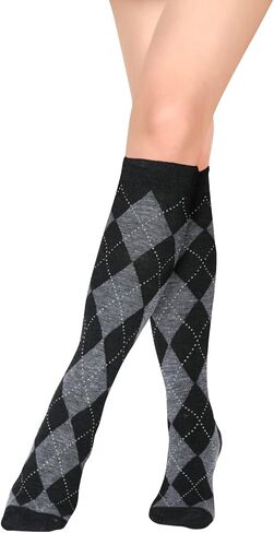 Suluia النساء الملونة قوس قزح مخطط جوارب طويلة إلى الركب Argyle الفخذ العليا جوارب طويلة أنبوب كأس العالم عيد الميلاد الجوارب هدايا in Kuwait