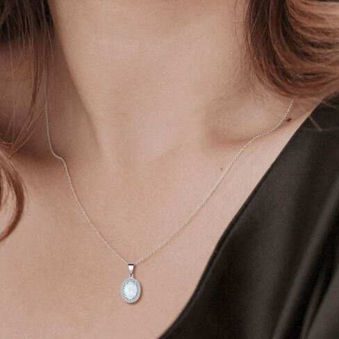 FANCIME Opal Jewelry Set Sterling Silver Oval Opal Ruby Necklaces White Opal Stud Leverback Earrings October Birthstone Fine Jewelry for Women in Kuwait