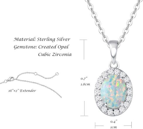 FANCIME Opal Jewelry Set Sterling Silver Oval Opal Ruby Necklaces White Opal Stud Leverback Earrings October Birthstone Fine Jewelry for Women in Kuwait
